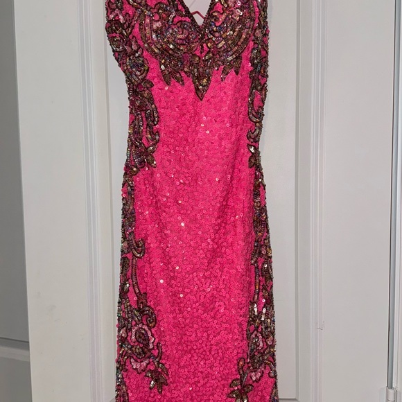 Primavera size 0 pink sequined dress for prom. Perfect condition, worn once. - Picture 7 of 12
